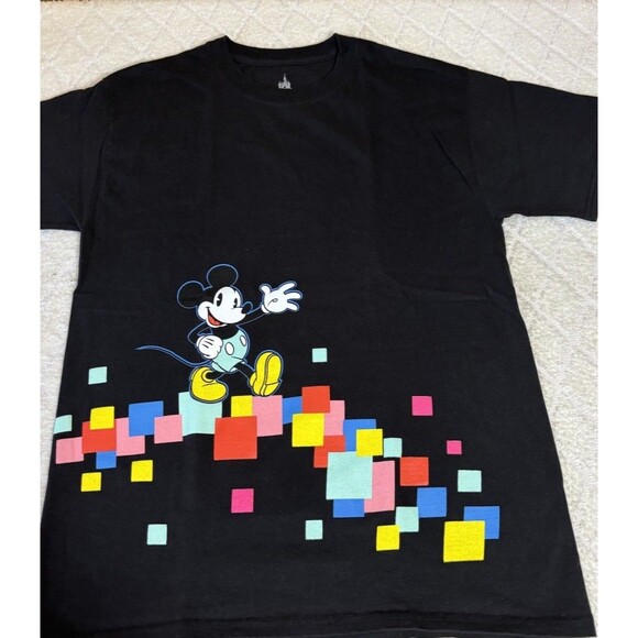 Disney Parks Mickey 2 Sided Colorful Blocks Tee Men’s Size M Hanes - Picture 5 of 11